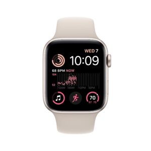 Apple Watch SE (2nd Gen) [GPS 44mm] Smart watch w/Starlight Aluminum Case & Starlight Sport Band - S/M. Fitness & Sleep Tracker, Crash Detection, Heart Rate Monitor, Retina Display, Water Resistant