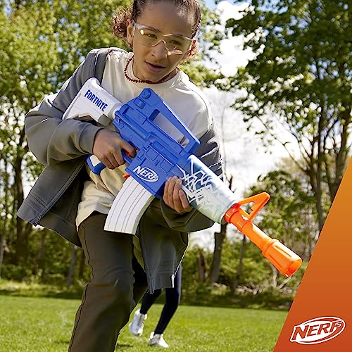 Nerf Fortnite Blue Shock Blaster, 10 Dart Clip, 10 Elite Nerf Darts, includes Bonus Code to Unlock The Beat Wrap in The Game, Motorized Dart Blaster