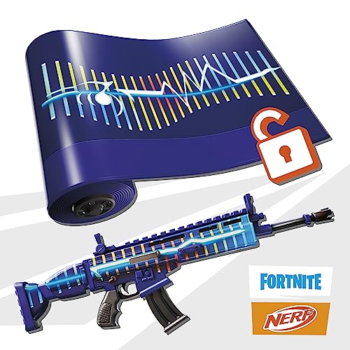 Nerf Fortnite Blue Shock Blaster, 10 Dart Clip, 10 Elite Nerf Darts, includes Bonus Code to Unlock The Beat Wrap in The Game, Motorized Dart Blaster