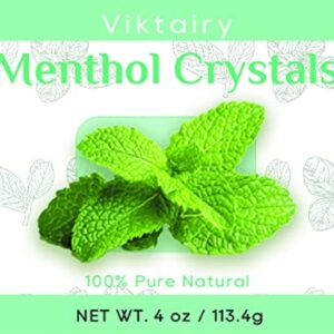 Viktairy Menthol Crystals 4 oz, 100% Pure Organic Mint Crystals | Great for Making Shower Steamers, Creams and Soaps