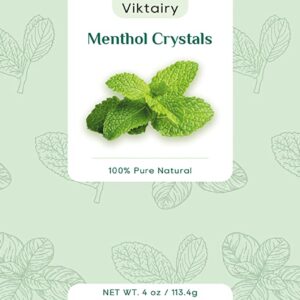 Viktairy Menthol Crystals 4 oz, 100% Pure Organic Mint Crystals | Great for Making Shower Steamers, Creams and Soaps