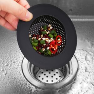 2 Pcs Black Stainless Steel Mesh Sink Drain Strainer, 4.5" Top / 3" Kitchen Filter Trap Basket, Large Food Catch for Bathroom Bathtub Wash basin Floor drain balcony RV Drain Hole Electroplated Coatin