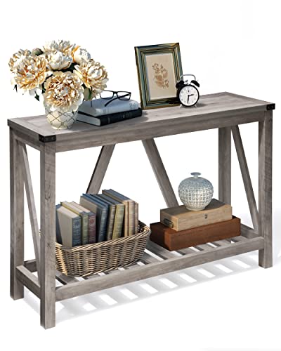 JOINHOM Entryway Table - Wood Console Table with Shelves, Farmhouse Sofa Table for Entryway, Living Room, Hallway