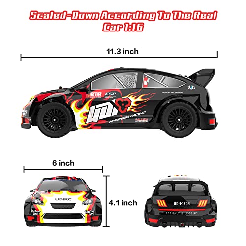 Losbenco Remote Control Car 1/16 Scale 30+MPH 4WD Drift RC Car, 7.4V 1200mAh RC Off-Road Car with Upgraded Brush Motor, 2 Sets of Tires and Light for 8-12 Years Old