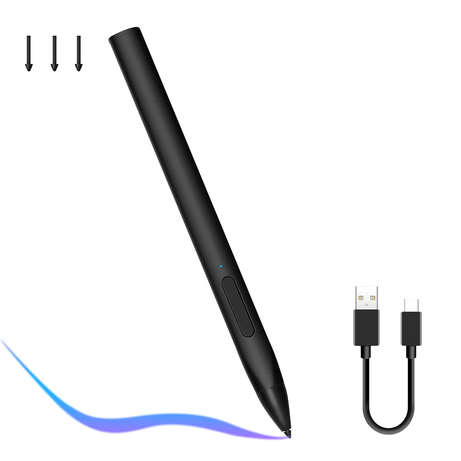 SSS·GRGB Stylus Pen for Microsoft Surface Pro9/8/X/7/6/5/4/3 Surface Go 3/2/1 Surface 3/Laptop/Studio/Book 4/3/2/1 with 4096 Tilt Pressure Palm Rejection Magnetic Attachment Rechargeable, Black