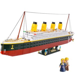 yanscian titanic ship model building block brick kit set toy for kids & adults, 2401 pcs titanic cruise ship compatible educational construction age 6+