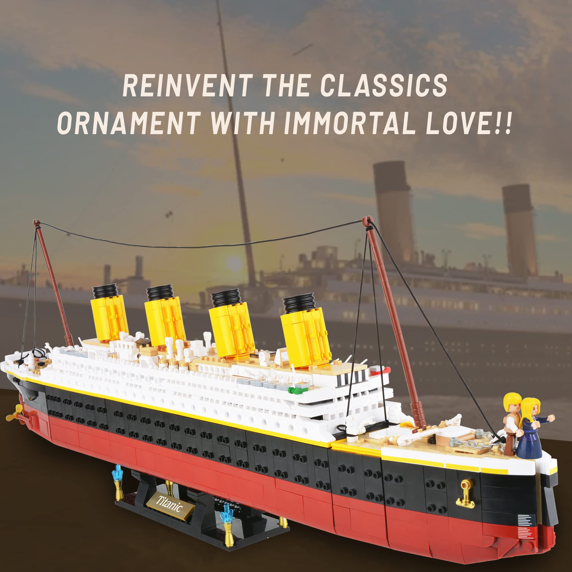 Yanscian Titanic Ship Model Building Block Brick kit Set Toy for Kids & Adults, 2401 PCS Titanic Cruise Ship Compatible Educational Construction Age 6+