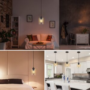 BoostArea Modern Pendant Light Fixtures, Industrial Hanging Ceiling Lamp with Clear Glass Shade, Farmhouse Black Pendant Lighting for Kitchen Island Decor Living Room Hallway Bedroom Dining Hall Bar