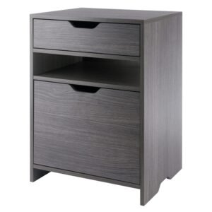 Winsome Wood Nova Storage Cabinet, 1-Drawer with Open Shelf, Charcoal