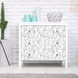 WENMER Gray Leaf Wallpaper Floral Wallpaper Peel and Stick Wallpaper 17.7" x 118" Self Adhesive Watercolor Leaves Peel and Stick Wallpaper Removable Floral Contact Paper for Cabinets Wall Decor