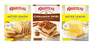 krusteaz baking mix variety pack, 1 meyer lemon pound cake mix (16.5 oz), 1 cinnamon swirl crumb cake & muffin mix (21 oz), 1 meyer lemon bar mix (19.35 oz), (3 ct)