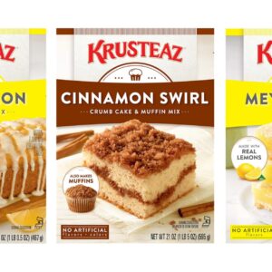 Krusteaz Baking Mix Variety Pack, 1 Meyer Lemon Pound Cake Mix (16.5 oz), 1 Cinnamon Swirl Crumb Cake & Muffin Mix (21 oz), 1 Meyer Lemon Bar Mix (19.35 oz), (3 CT)