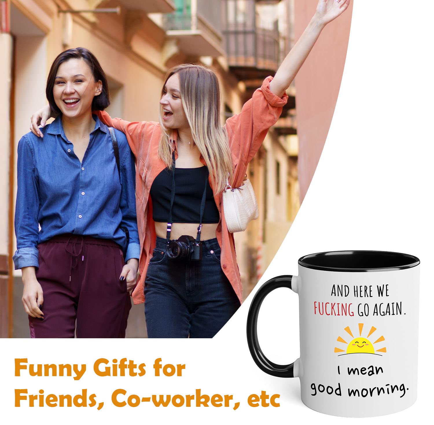 Funny Coffee Mug for Women Here We Go Again I Mean Good Morning Mug - The Fuckening Cup Funny Mom Coffee Mug Sarcastic Coffee Mug - Mom Coffee Mug Funny Coffee Mugs Friend Mug Black Accent Mug 11oz