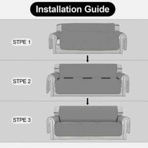 Deeky Sofa Covers for 3 Cushion Couch, Dog Couch Protector, Furniture Covers for Pets, Reversible and Water Resistant Cover with Foam Sticks & Elastic Straps, Sofa, Gray/Light Gray