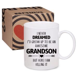 Grandson Gift, Grandson Mug 11OZ, I Never Dreamed I'd Grow Up To Be AN ... Cool But Here I Am Killing It! Funny Mugs Gift from Grandma Grandpa, Coffee Gift for family Christmas Thanksgiving Halloween