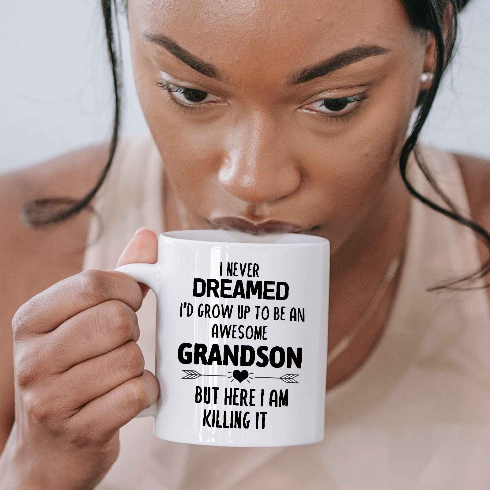 Grandson Gift, Grandson Mug 11OZ, I Never Dreamed I'd Grow Up To Be AN ... Cool But Here I Am Killing It! Funny Mugs Gift from Grandma Grandpa, Coffee Gift for family Christmas Thanksgiving Halloween