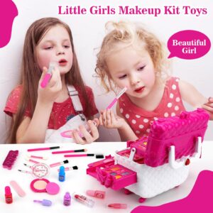 Aureyung Kids Makeup Kit for Girl, Toys for Girls Ages 3 4 5 6 7 8 9 10, 54PCS Washable Real Makeup Set, Kids Make Up, Play Makeup Little Girls Makeup Kit for Toddler, Ideal Christmas Birthday Gifts