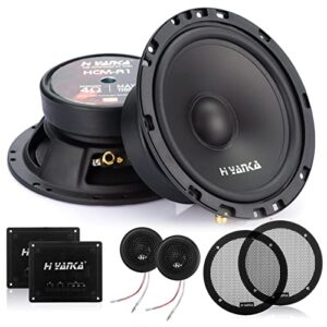 h yanka hcp-65 6.5 component car speakers, 800 watt car audio stereo door speakers perfect for upgrading any car stereo system includes 2 x midrange woofers, tweeters, and crossovers (set)