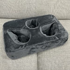 Couch Cup Holder Pillow, Couch Drinks Remotes Holder for Center of Couch, for Sofa, Bed, RV, Car (Gray)