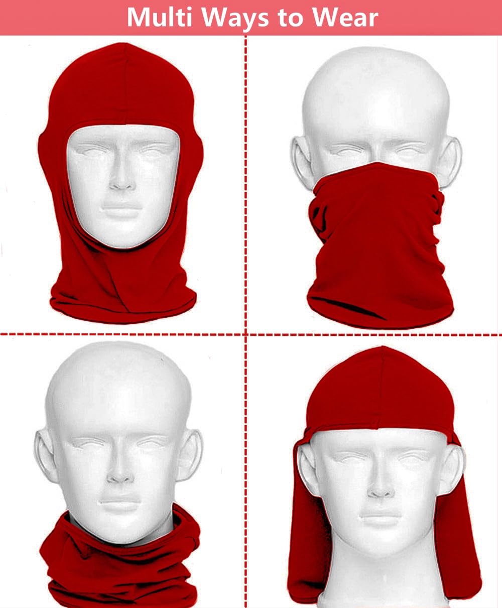 Balaclava Ski Mask Head Mask Full Face Mask Windproof Face Cover Sun UV Protection Scarf Men Women Outdoor Sport Cycling Cap (Dark Red)