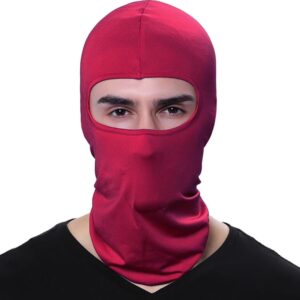 Balaclava Ski Mask Head Mask Full Face Mask Windproof Face Cover Sun UV Protection Scarf Men Women Outdoor Sport Cycling Cap (Dark Red)