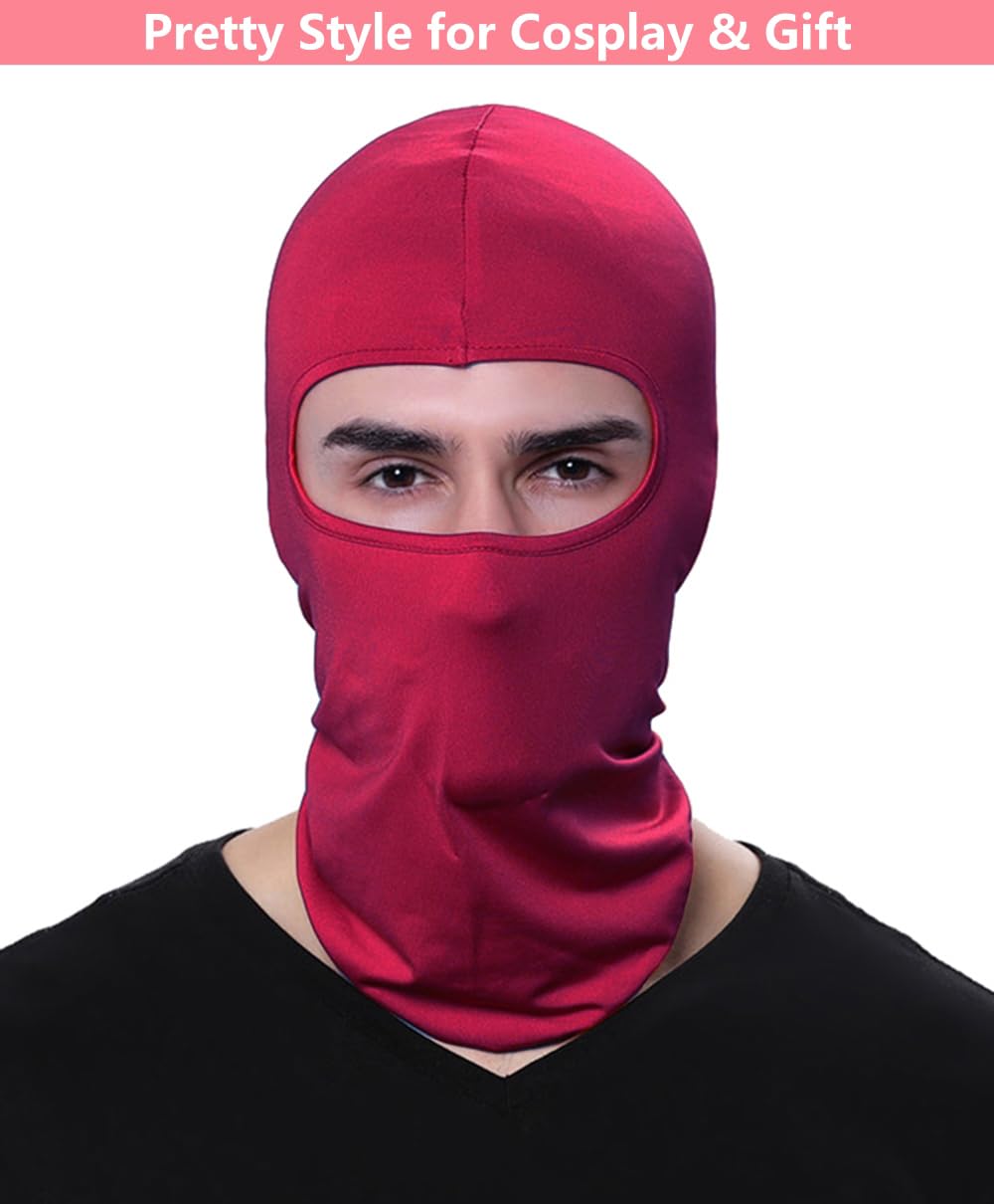 Balaclava Ski Mask Head Mask Full Face Mask Windproof Face Cover Sun UV Protection Scarf Men Women Outdoor Sport Cycling Cap (Dark Red)