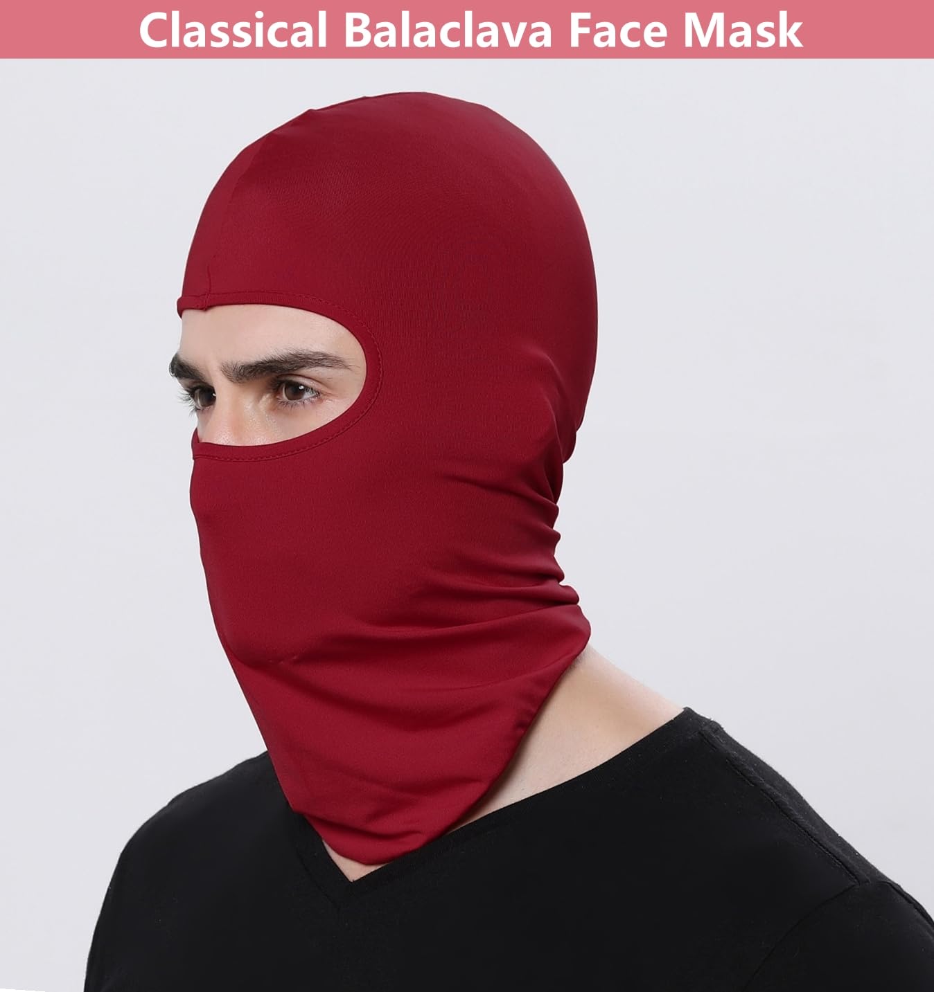 Balaclava Ski Mask Head Mask Full Face Mask Windproof Face Cover Sun UV Protection Scarf Men Women Outdoor Sport Cycling Cap (Dark Red)