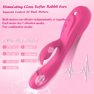 Realistic Vibrator Sex Toy 3in1 Dildo for Women,7 * 7 Vibrators Modes CKSOHOT 8.4'' Liquid Silicone Couple Sex Toy Dildos,IPX7 Fully Waterproof - Rose