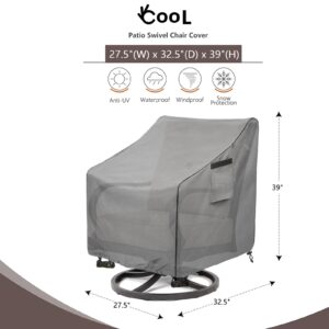 Okcool Outdoor Swivel Chair Cover 2 Pack,Outdoor Furniture Patio Chair Covers Waterproof Clearance,(27.5"W x 32.5"D x 39"H) Outdoor Lawn Patio Furniture Covers,Grey