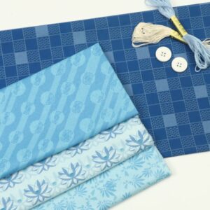 Chuanshui 8 PCS 21.6 x 18.5 inches (55 x 47 CM) 100% Cotton Craft Fabric Bundle for Patchwork 8 Different Pattern Pre-Cut Quilting Fabric Fat Quarter Square for DIY Craft Sewing (Blue Pattern)