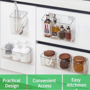 vacane 4 Pack Plastic Over Cabinet Door Organizer, Adhesive Mount Storage Organizer Container Makeup Organizer Hanging Basket Bins For Craft Room, Pantry, Office, Space Saving Holder for Kitchen Bags