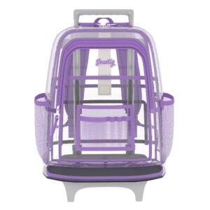 seastig clear backpack rolling backpack for kids 18in double handle wheeled backpack children luggage for school, travel