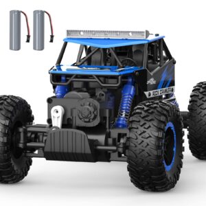 NQD 4WD Remote Control Truck - 1:16 Big Monster Stunt Car All Terrain Off-Road Hobby RC Truck 2.4Ghz with LED Headlight Rock Crawler Rechargeable Electric Toy for Boys & Girls Gifts（Blue）