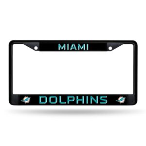 Rico Industries NFL Football Miami Dolphins Black Chrome Frame with Plastic Inserts 12" x 6" Car/Truck Auto Accessory