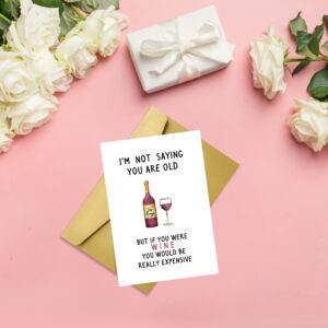 Funny Wine Birthday Card for Men Women, Happy 30th 40th 50th 60th 70th Birthday Cards for Husband Boyfriend Wife, Joke Birthday Card for Brother Sister Grandma Grandpa with Stickers and Envelopes