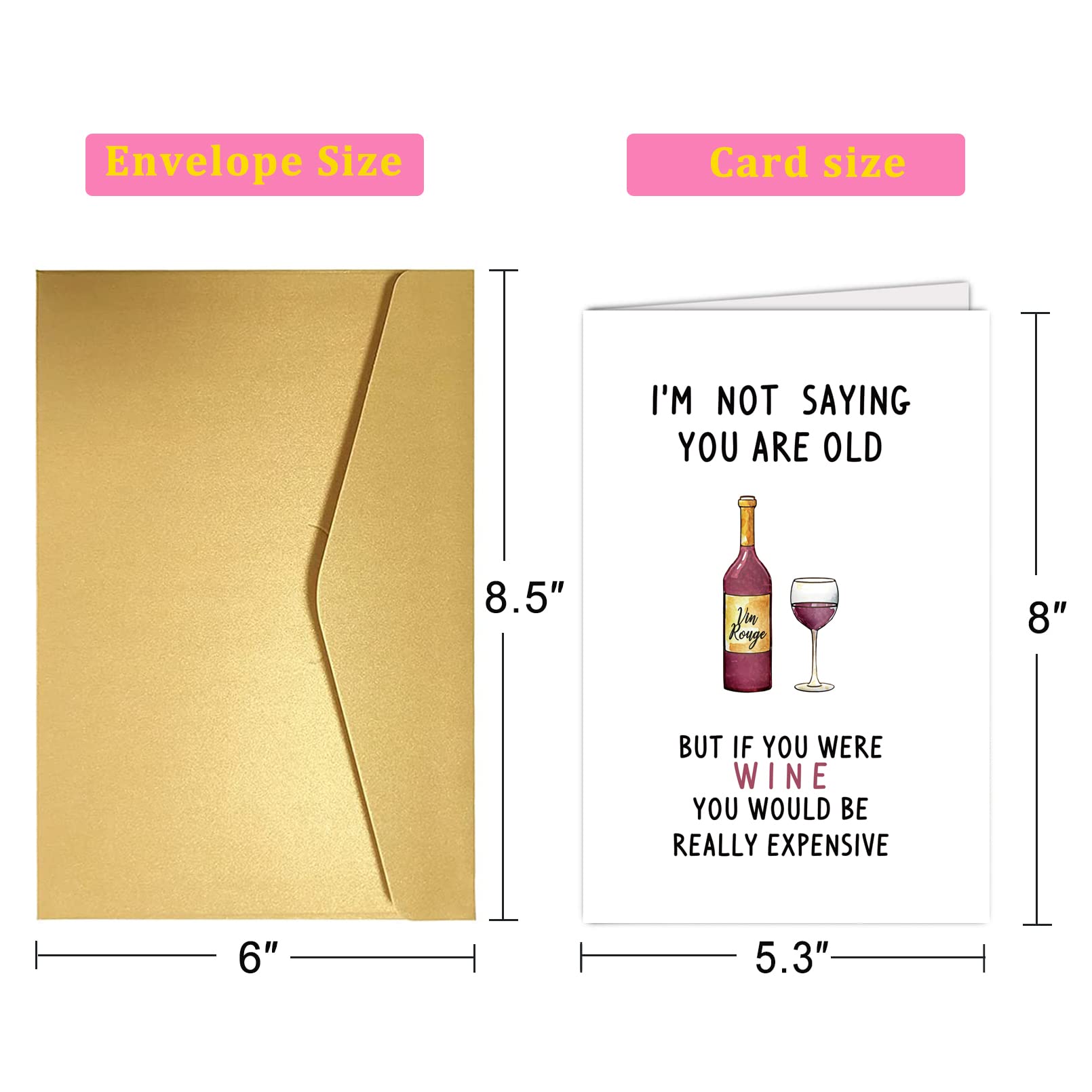 Funny Wine Birthday Card for Men Women, Happy 30th 40th 50th 60th 70th Birthday Cards for Husband Boyfriend Wife, Joke Birthday Card for Brother Sister Grandma Grandpa with Stickers and Envelopes