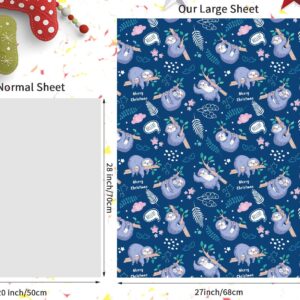 BULKYTREE Christmas Wrapping Paper for Kids Boys Girls Men Women Holiday Party - 3 Large Sheets Gift Wrap 3 Designs Sloth, Dinosaur, Polar Bear Gift - 27 Inch X 39.4 Inch Per Sheet