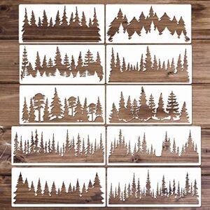 10 pieces pine tree stencils 14 x 6 inches reusable template large tree stencil for painting wall wood window furniture fabric canvas home décor