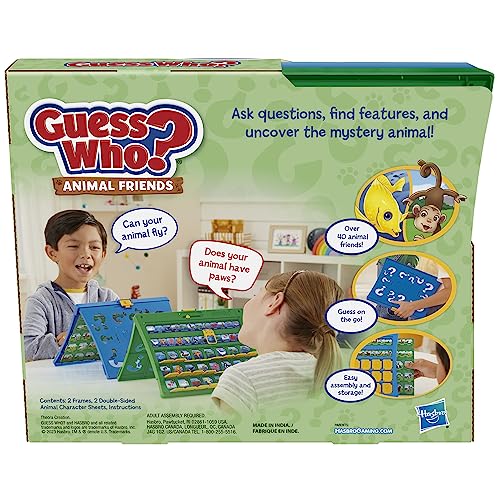 Hasbro Gaming Guess Who? Animal Friends Game, includes 2 Double-Sided Animal Sheets, 2-Player Board Games for Kids, Ages 6+ (Amazon Exclusive)