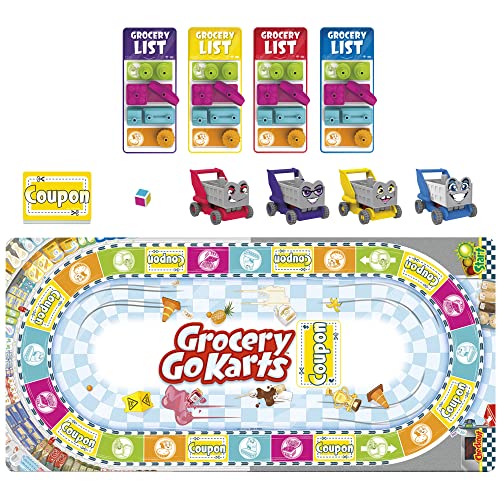 Grocery Go Karts Board Game for Preschoolers and Kids Ages 4 and Up, Building Game with Mini Groceries, Preschool Games for 2-4 Players