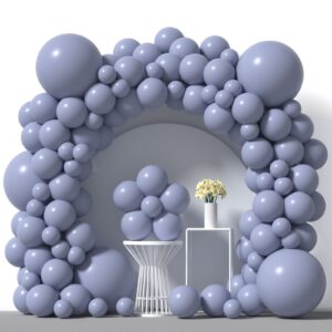 ajoyegg dusty blue balloons garland arch kit, 100 pcs 18inch 12inch 5inch slate blue balloons latex party balloons, gray blue helium balloons for baby shower wedding birthday engagements supplies