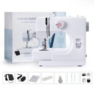 mini sewing machine for beginners crafting mending heavy duty portable sewing machine household kids sewing machine with 12 built-in stitches, foot pedal