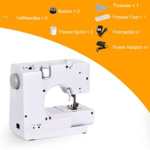 Mini Sewing Machine for Beginners Crafting Mending Heavy Duty Portable Sewing Machine Household Kids Sewing Machine with 12 Built-In Stitches, Foot Pedal