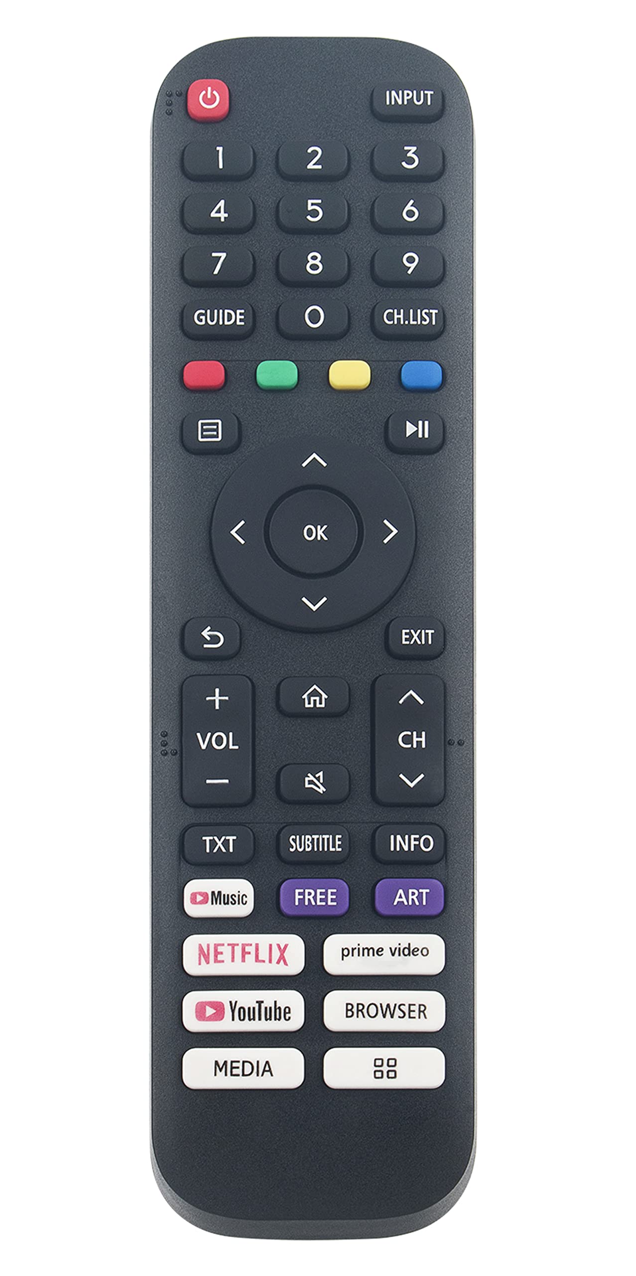 EN2J30H Replace Remote Control fit for Hisense Vidaa Smart TV 2020 32A45GV 40H5G 40A4GV 40A40GV 40A40GMV 40H55G 40A4HV 40A4070GMV 43H6G 43H77G 43V6G 43A60G 43A60H 43A60GMV 43A6010GMV 43A6070GMV