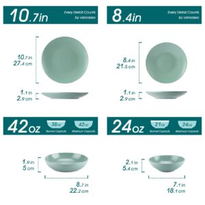 vancasso Sabine 16-Piece Dinnerware Set, Stoneware Semi-matte Kitchen Plates and Bowls Sets, Service for 4, with Dinner Plates, Dessert Plates, Pasta Bowls and Cereal Bowls, Microwave Safe, Turquoise