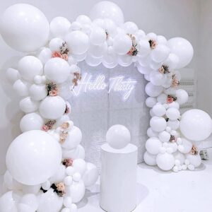 White Balloons,106pcs White Balloon Garland Arch Kit with 18+12+10+5 inch Different Sizes Latex Balloons for Birthday Wedding Baby Shower.