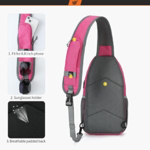 SKYSPER Sling Bag Crossbody Backpack - Chest Shoulder Cross Body Bag Travel Hiking Casual Daypack for Women Men(Pink)