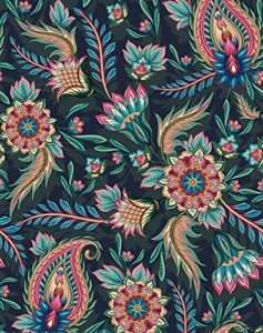 jiffdiff floral wallpaper peel and stick vintage wallpaper paisley 17.3"x118" navy dark blue/pink wallpaper self adhesive contact paper for home bedroom cabinets renter friendly wallpaper