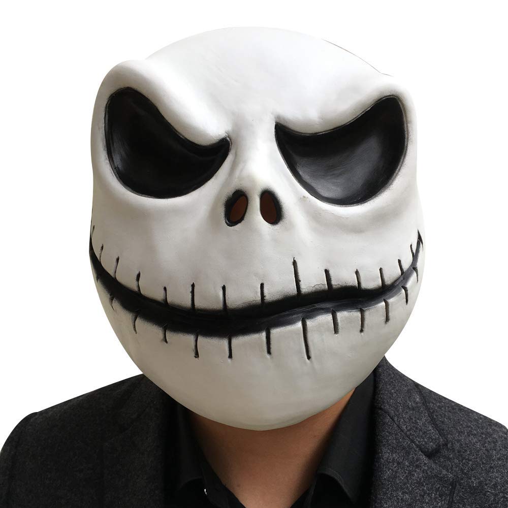 CAFELE Jack Skeleton Skellington Mask Skull Barrel Mask Skeleton Head for Adult Kids Halloween Cosplay Costume Props