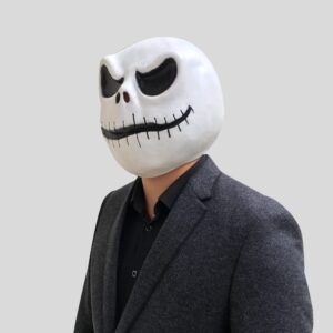 CAFELE Jack Skeleton Skellington Mask Skull Barrel Mask Skeleton Head for Adult Kids Halloween Cosplay Costume Props